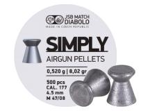 JSB Simply Pellets .177 Cal, 8.02 Grains, Wadcutter, 500ct 