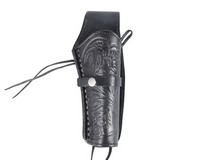 Western Justice Hand-Tooled Leather Holster, 6 inch, Black, Right Hand 