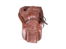 Western Justice Hand-Tooled Leather Holster, 6 inch, Mahogany, Right Hand 