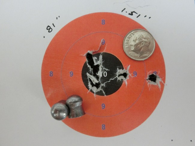 ...overly heavy trigger ruins beautiful 50 yard group