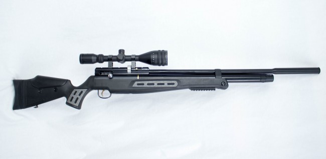 Test rifle set up with 4-12x50 Hawke HD scope.