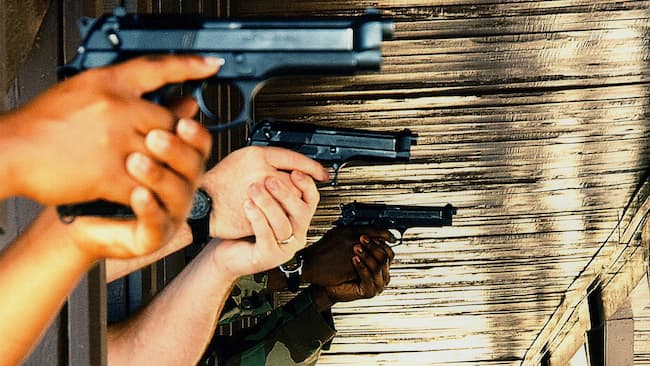row of shooters taking aim